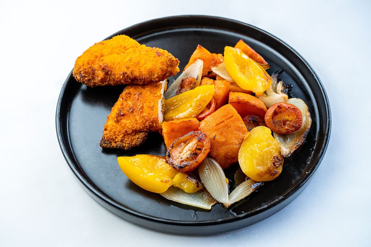 Pollo Orgánico en Costra de Almendras y Parmesano